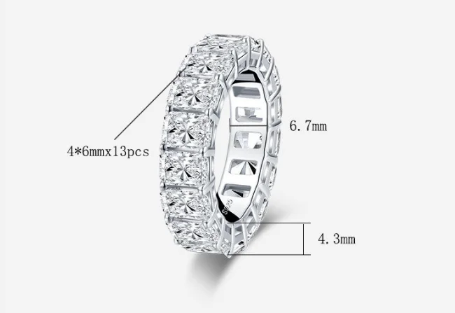 

Radiant Cut 4*6mm Lab-created Diamond Ring wedding proposal brand shining fine jewelry 925 sterling silver band