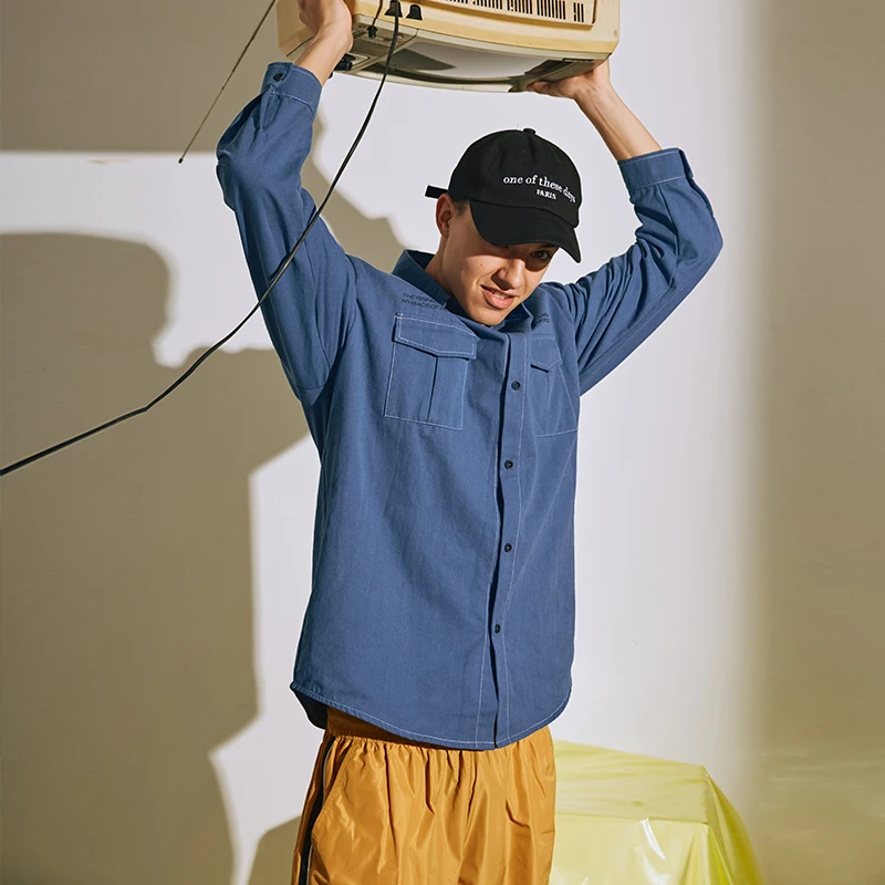 Мягкие вымытые хип-хоп мужские джинсовые рубашки винтажный вид рабочие джинсы в