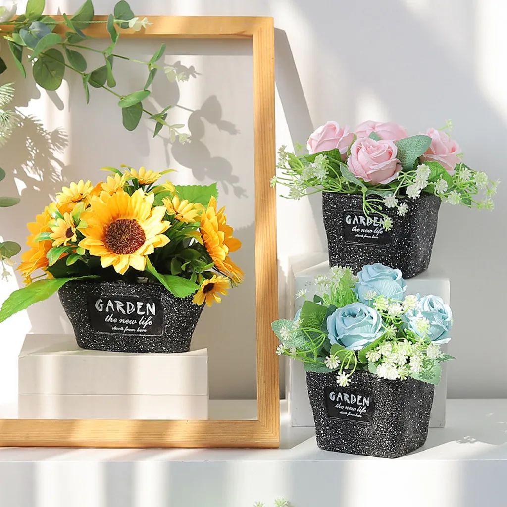 Набор искусственных цветов для гостиной мини украшение дома и офиса растение