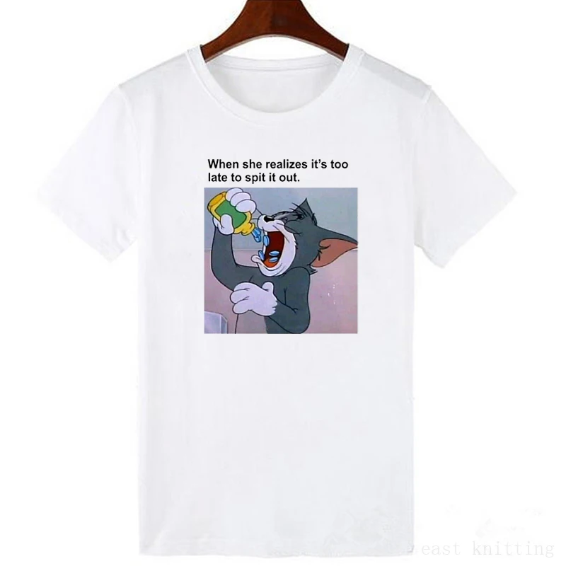 Милая футболка с принтом кота забавная Женская Повседневная коротким рукавом