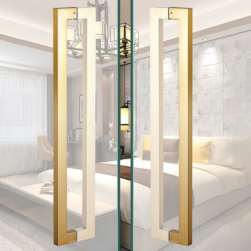 

Modern Bathroom Glass Door Knob Gold Single Hole Furniture Handle Stainless Steel Long Pulls Office Sliding Door Hardware Knobs