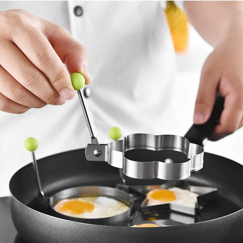 

10PCS Thick Stainless Steel Fried Egg Tool Creative Fried Egg Shaper Pancake Ring Mold Diy Kitchen Cooking Tool
