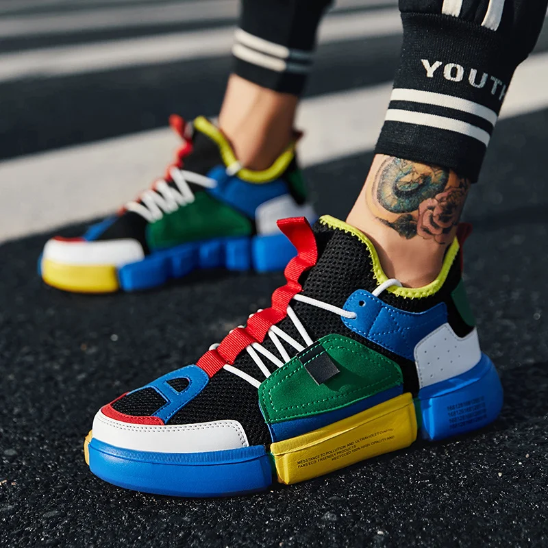 Мужские кроссовки на массивной подошве X черные дышащие платформе повседневная