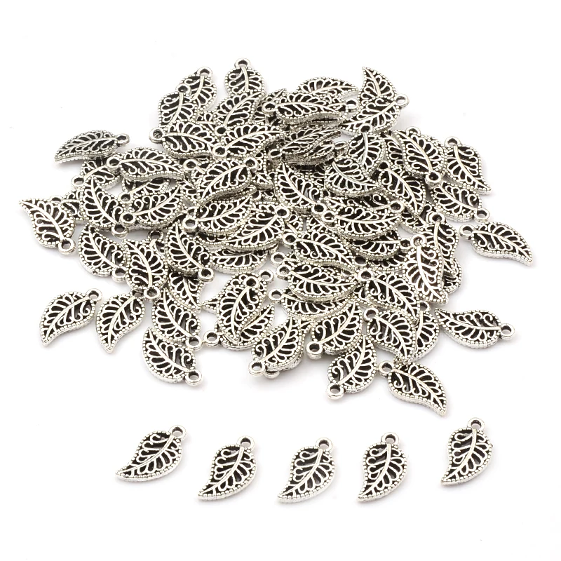 

50pcs 7x13mm Leaves Shape Charms Beads Metal Spacers Beads for Jewelry Making fit DIY Bracelets Necklace Jewelry Findings