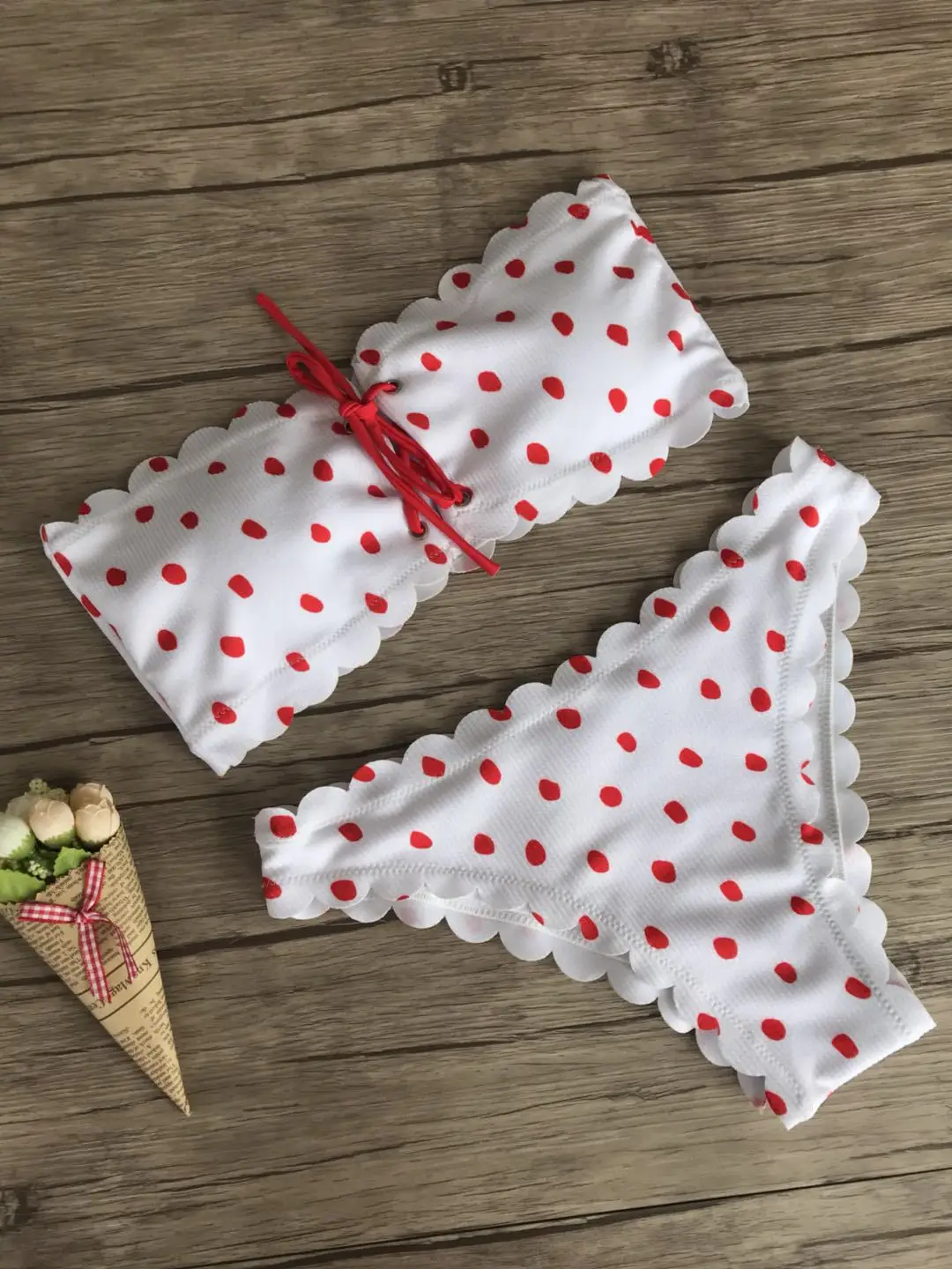 Мини-бикини сексуальный купальник раздельный в горошек принт стринги бикини