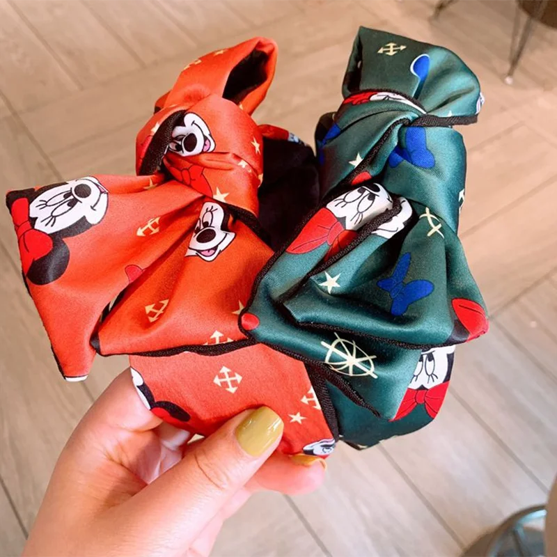 Детский ободок для волос с Микки и Минни Маус аксессуар в стиле ретро зеленый