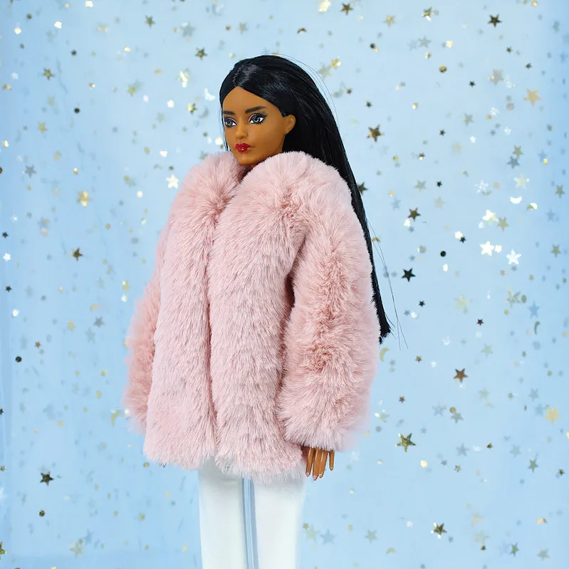 Великолепное плюшевое пальто зимняя одежда синее розовое и бежевое длинное