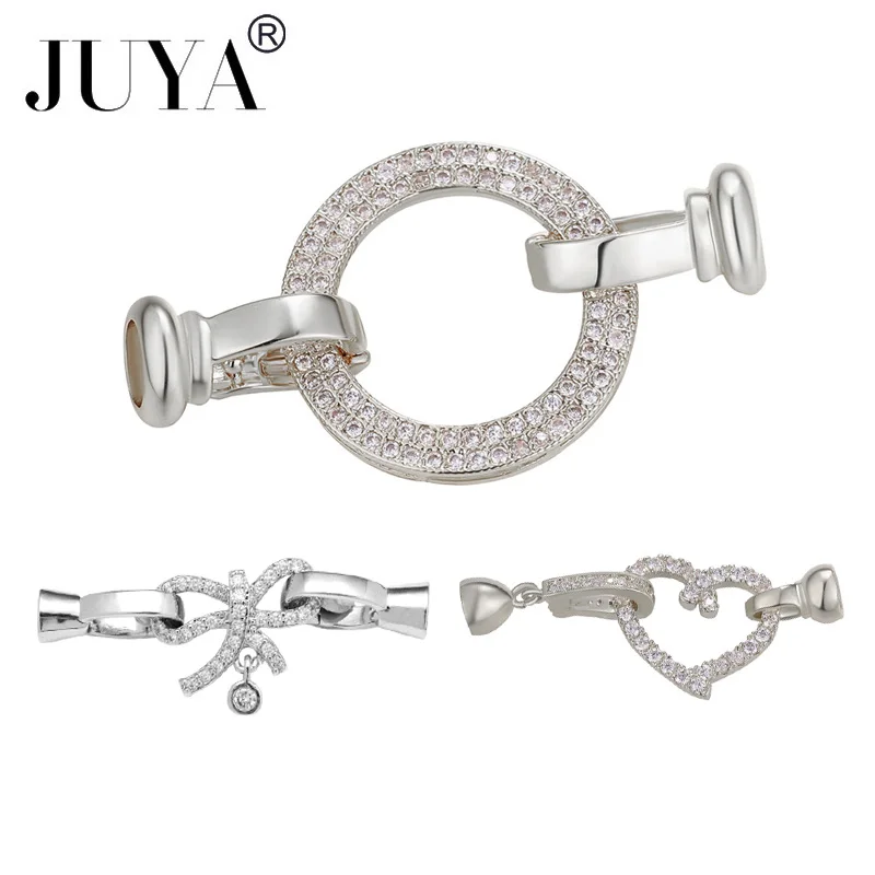 

JUYA 5 Pcs DIY Fastener Spiral Clasps Hooks For Jewelry Making AAA Cubic Zirconia Charms Connectors Handmade Jewelry Findings