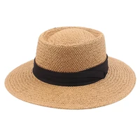 sun hat women straw summer beach panama raffia flat hats with ribbon holiday outdoor accessory for lady luxury
