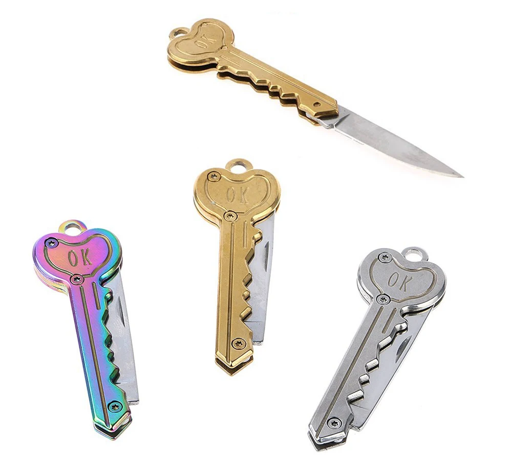 

2021NEW Mini Key Knife Letter Camp Outdoor Keyring Ring Keychain Fold Open Opener Pocket Package Survive gadget Multi Tool
