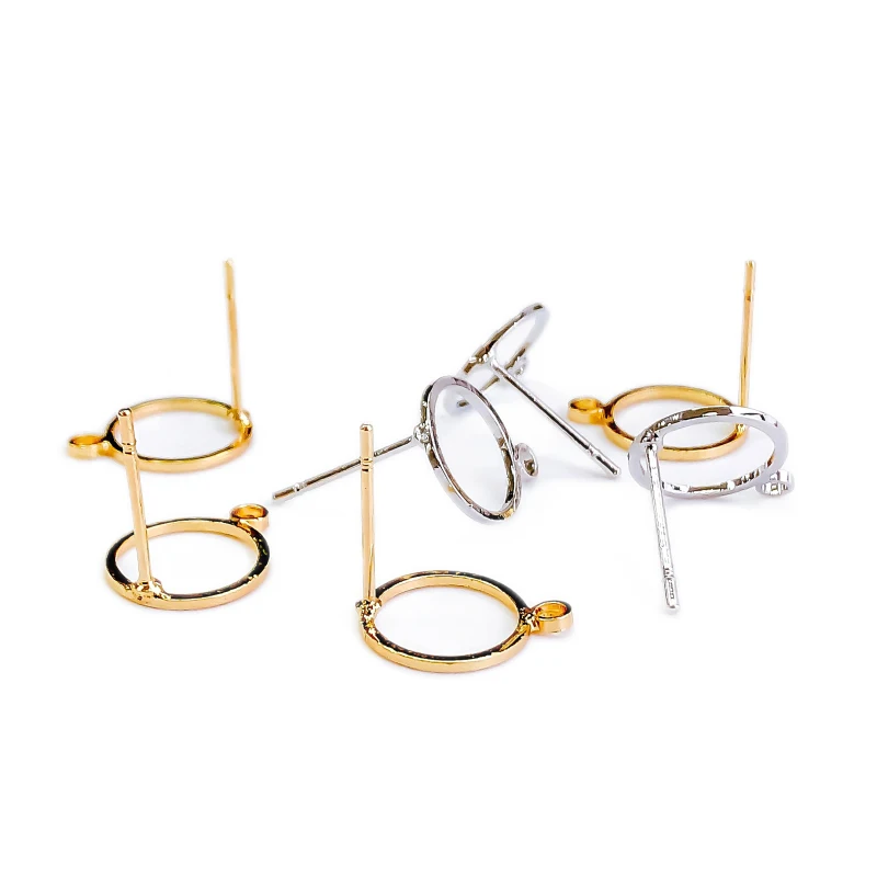 Позолоченная Серебристая резная серьга с полым покрытием круглая основа