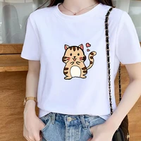 kawaii cats print cartoon t shirt women 90s harajuku summer white fashion t shirt graphic tshirt korean style top tees female
