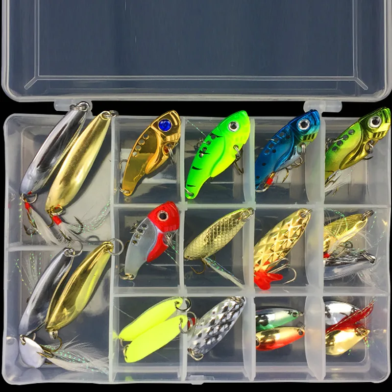 

New Multi Fishing Lure Mixed Colors Plastic Metal Bait Soft Lure Kit Fishing Tackle Wobbler Spoon Fishing Lure Set Catfish
