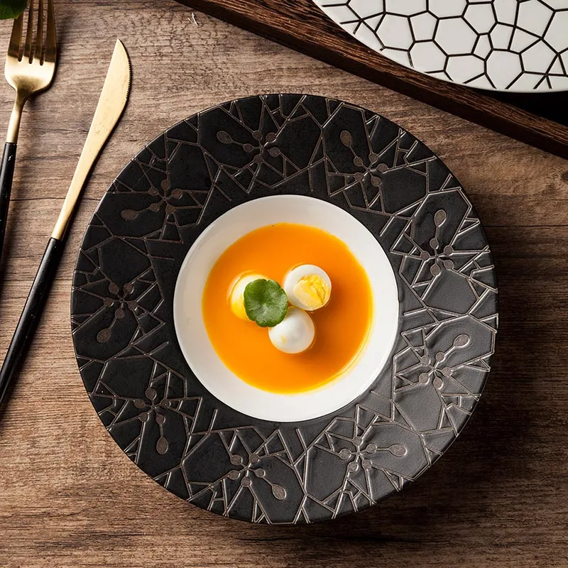 Керамическая глубокая миска для риса салата соломенная шляпа поднос макаронных