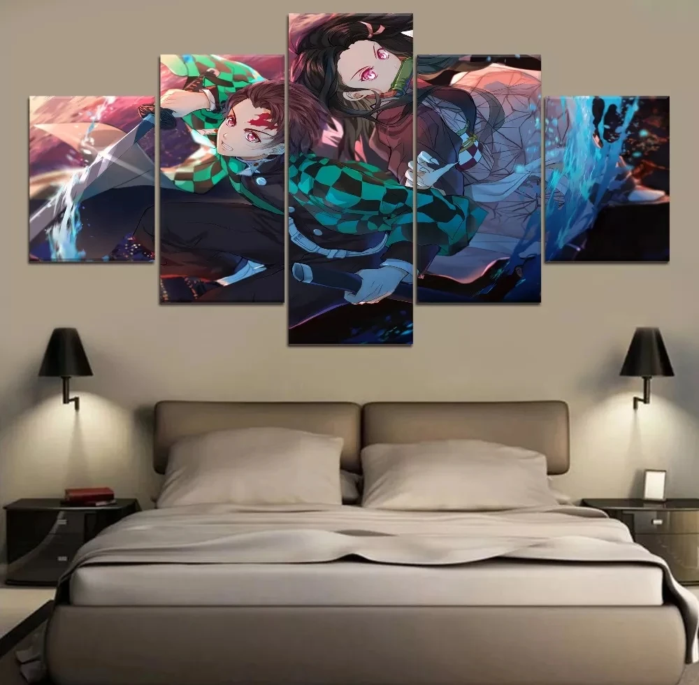 

5 шт. современного холста, холст с аниме, настенное искусство, подходит для украшения дома, настенное украшение