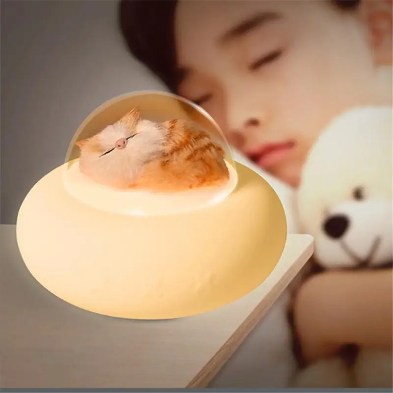 

Silicone LED Night Spaceship Pet Cat Light Night Light Color Changing Night Light USB Table Decor Lamp For Room Home Decoration
