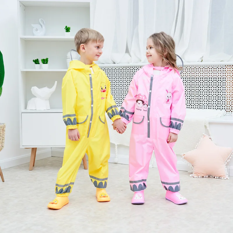 Детский цельный защитный дождевик маленькая Желтая утка моделирование для