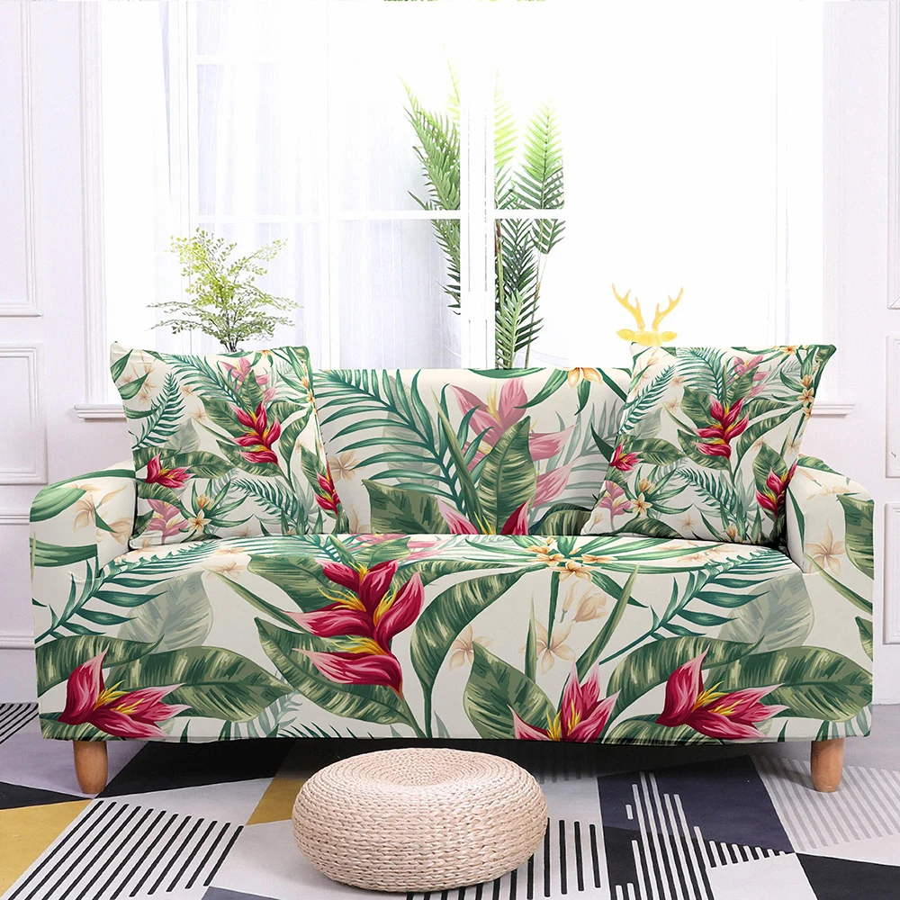 Leaves Pattern Elastic Sofa Slipcover for Living Room Universal Cover Flower Printed Couch 1/2/3/4 Seaters | Дом и сад