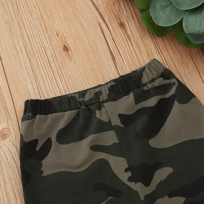 

2020 Winter Children Sets Casual Long Sleeve O Neck Print T-shirt Camouflage Pants 2Pcs Girls Clothes Sets 6M-4T