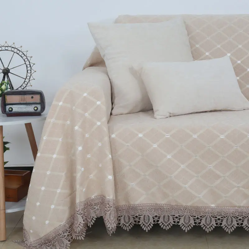 Моющееся покрывало для защиты мебели с бахромой легкий сетчатый чехол дивана