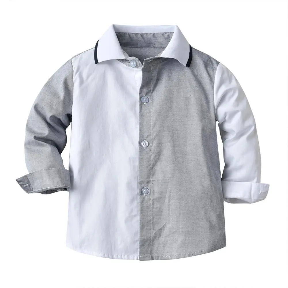 

Baby Boys T-shirt Long Sleeve Spring/Autumn Turn-down Collar Casual Baby Button Colorblock Formal Banquet Tops Cool Boys Tunics