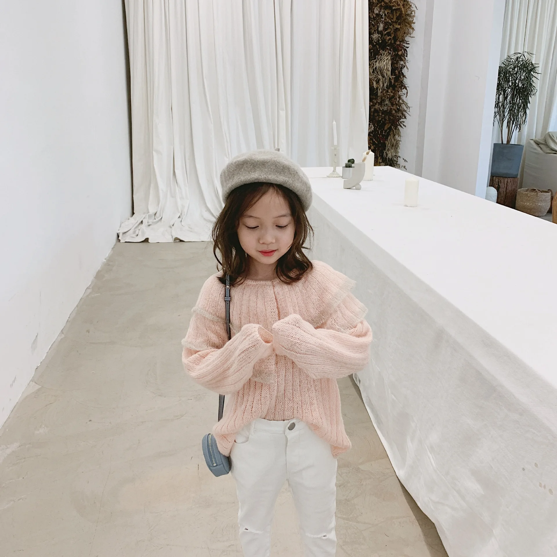 Детский свитер на осень и зиму новый корейский с воротником брюки одежда для