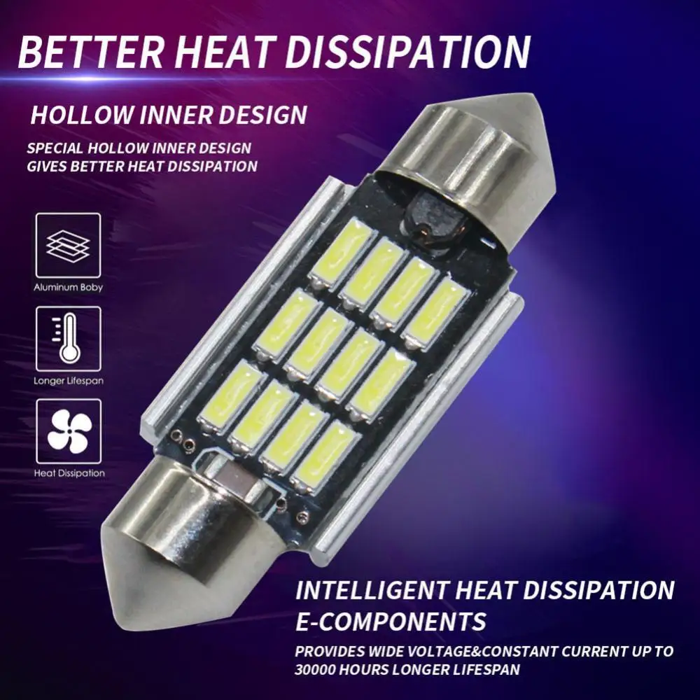 

2Pcs 12V 36mm Waterproof High Power LED Bulb Reading Lamp Auto Styling Light