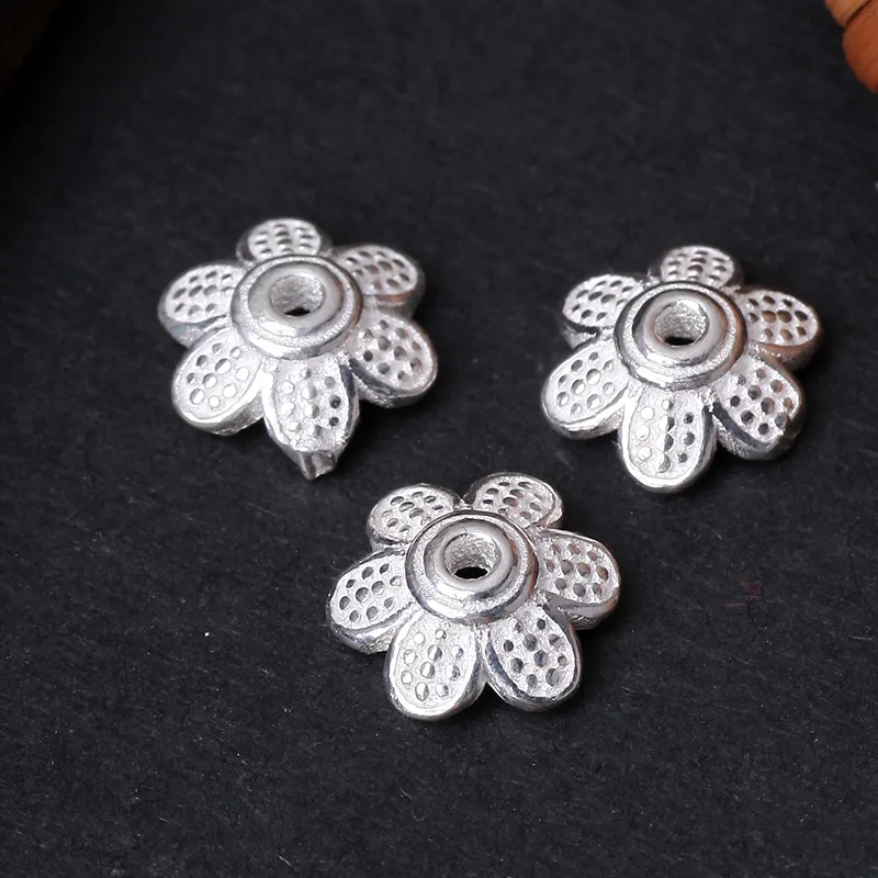 1 шт. серебряный цвет Капсулы с отверстиями в виде цветов для браслетов, соединительные детали для изготовления ювелирных украшений 925155.