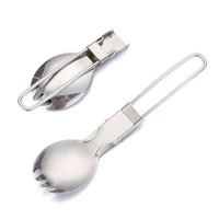 1pc picnic spoon outdoor tableware collapsible stainless steel travel camping folding tableware outdoor tableware