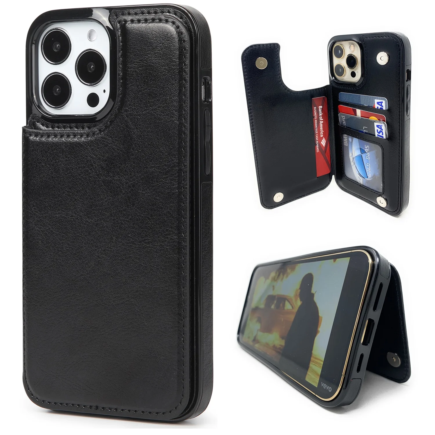 Trendy Shockproof Cell Phone Case Wallet For iPhone 13 Pro Max with Card Slots Holder Women‘s Wallet Luxury Magnetic Coin Pocket