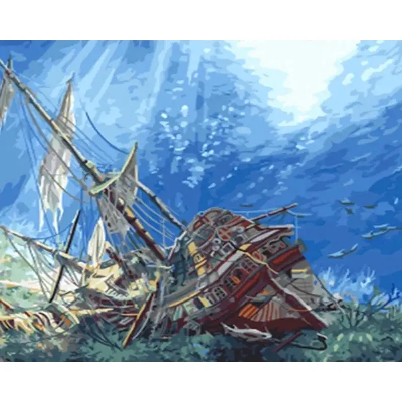 

Painting By Numbers Kids shipwreck Photo Frames For Picture Decoration Bedroom Adult Acrylic Canvas For Drawing Gatyztory Diy Ki