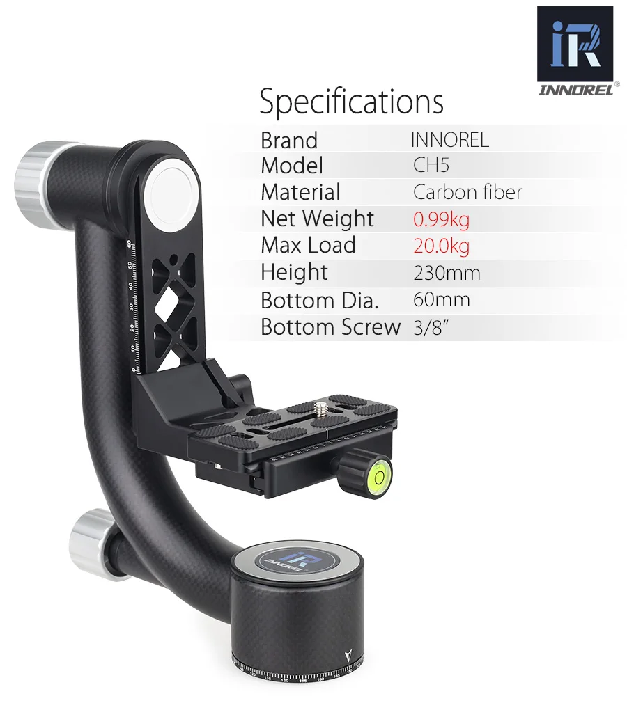 INNOREL CH5 профессиональная шарнирная головка консольная головка штатива 360 градусов с высоким покрытием панорамный для тяжелой цифровой камеры объектив