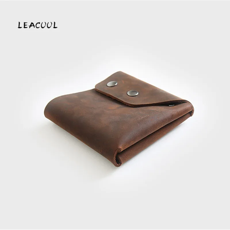 Винтажный маленький кошелек для мелочи мужской бумажник из натуральной кожи