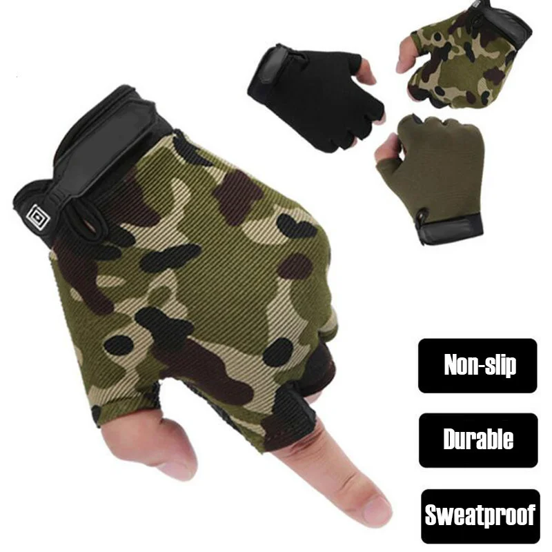 

Tactical Half Finger Fishing Gloves Outdoor Hunting Touch Cycling Sport Equipment Camping Camouflage Screen Fishing Anti-Slip