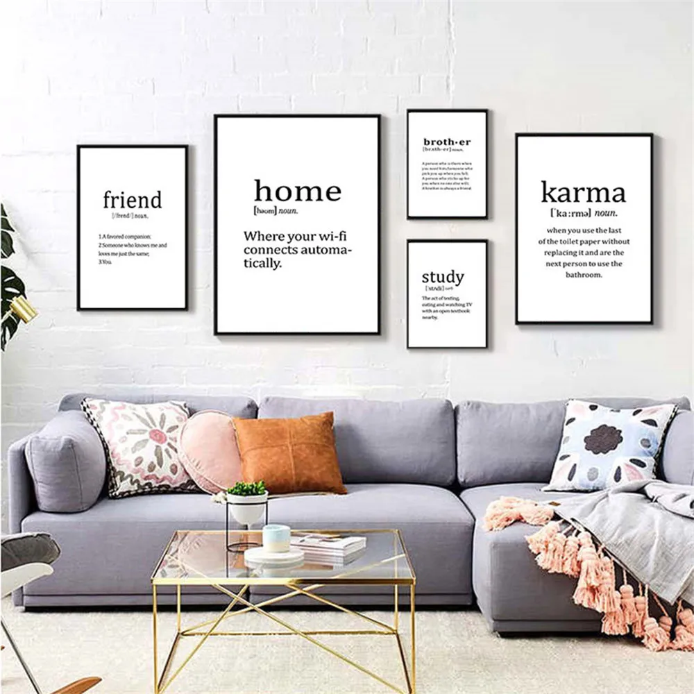 

Aesthetic Room Decor Wall Painting Word Definition Poster Prints Coffee Canvas Art Painting Black And White Poster