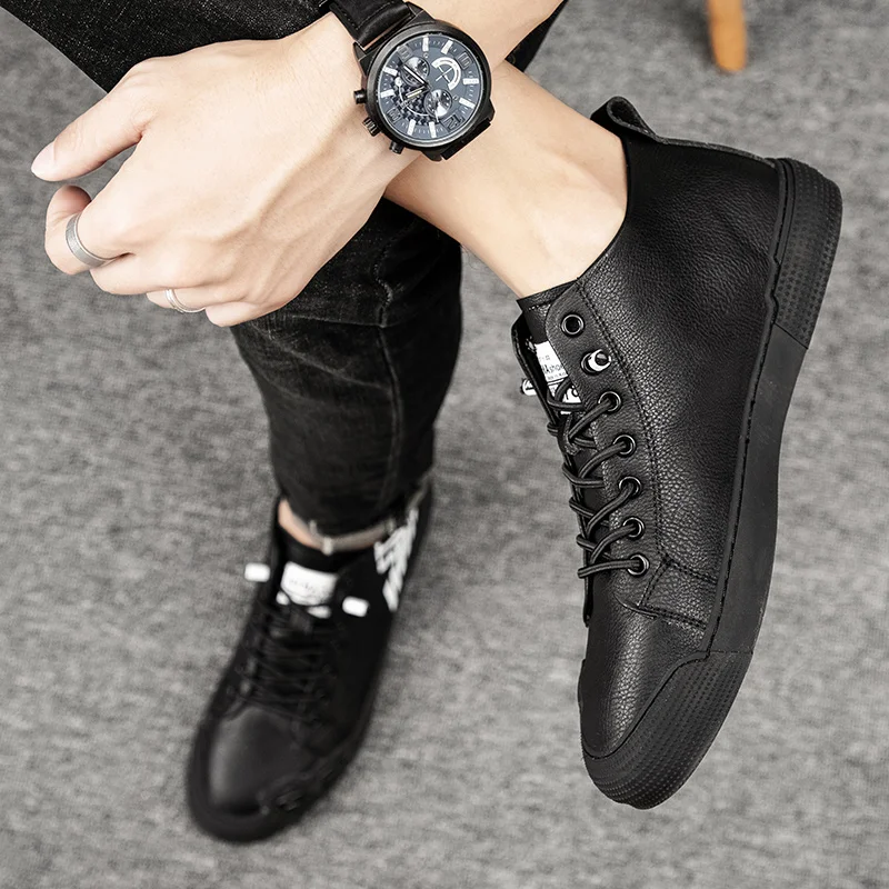 

New men's shoes fashion casual shoes fashion plus velvet men's vulcanized shoes men's sports shoes lace-up men's high-top shoes