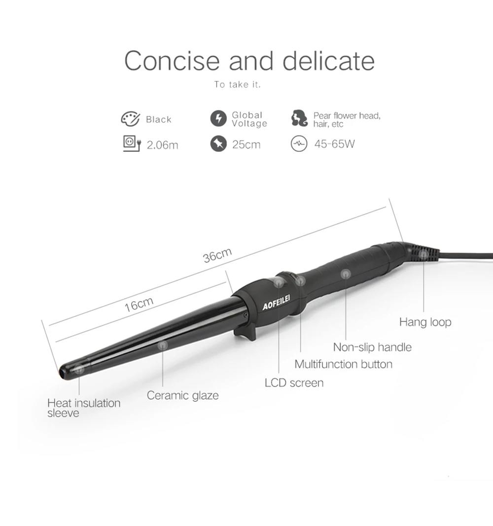 

Curling Iron Hair Curler with Ceramic Coating Barrel Professional Curling Wand Instant Heat up to 450F Dual Voltage