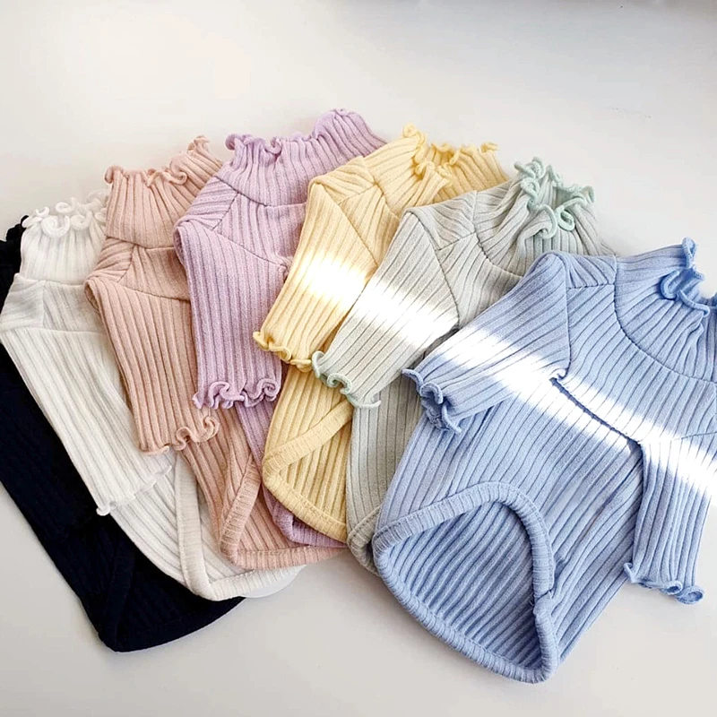 

Pet Bottoming Shirt Teddy Warm Sweater Puppy Solid Color Clothes Knitted Pet Pullovers Pet Dog Clothes