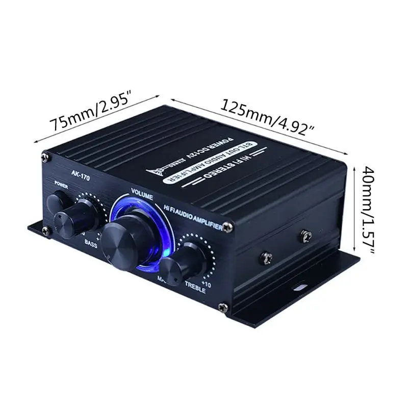 400 Вт DC12V двухканальный мини HIFI AUX усилитель мощности для AK 170 с сисветодиодный
