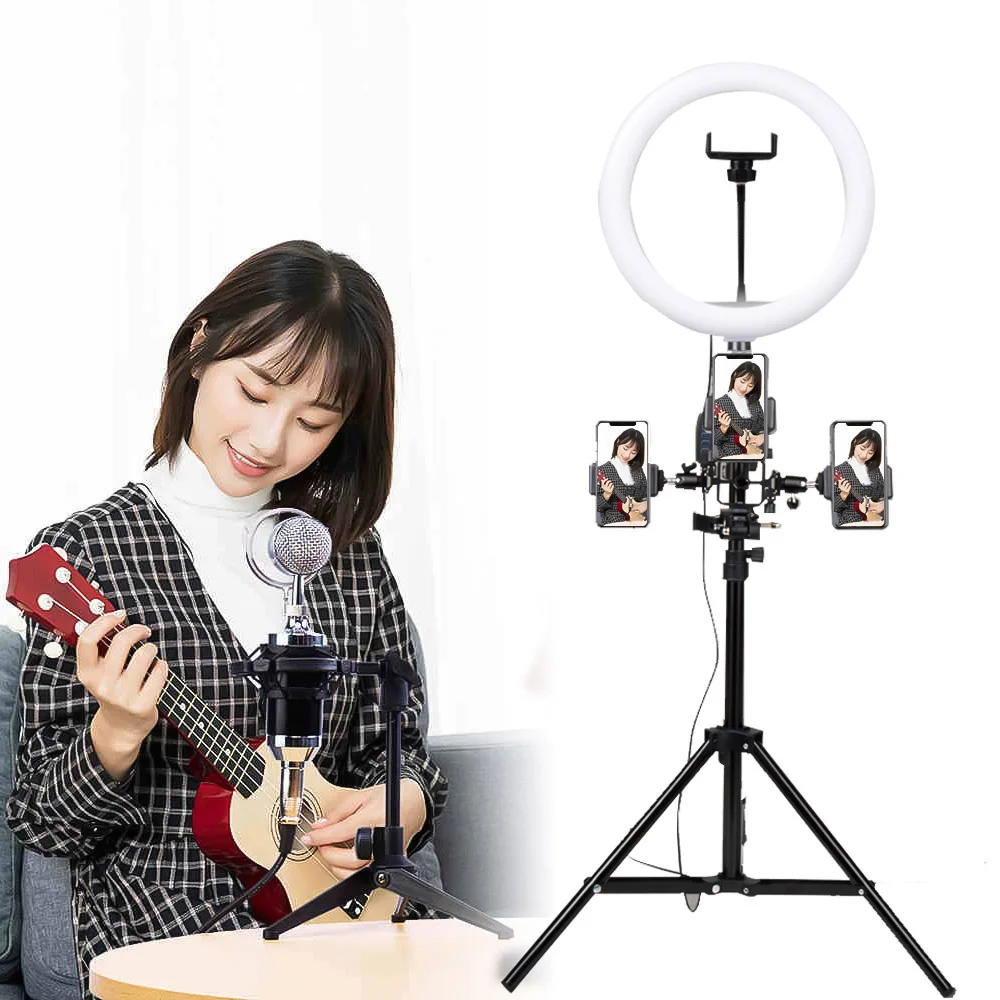 MAMEM 10 дюймовый Диммируемый кольцевой светильник 26 см светодиодный селфи