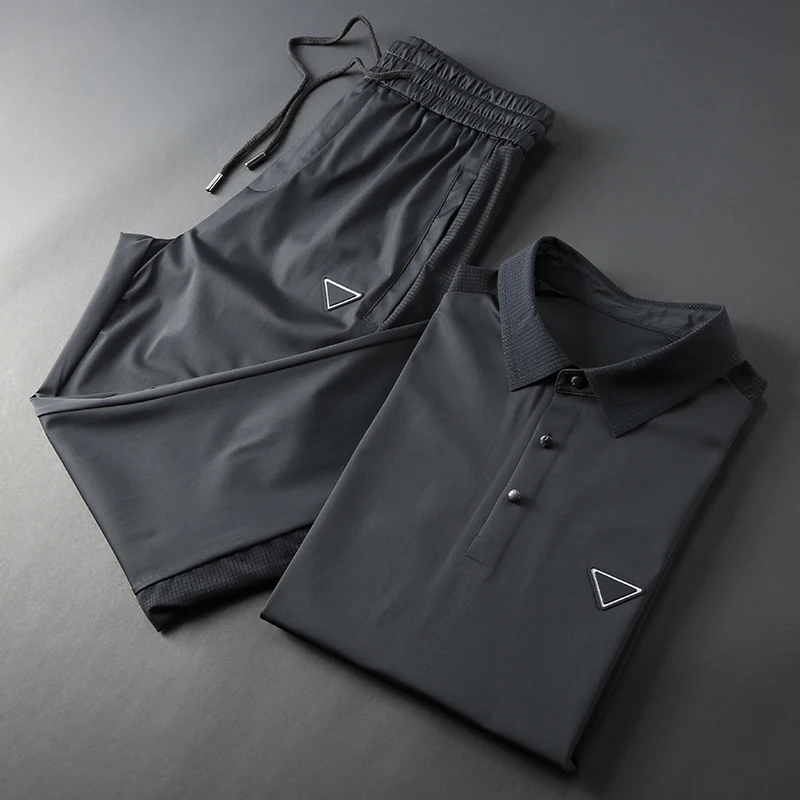 Мужской Сверхтонкий спортивный костюм JSBDSummer яркий контрастный дышащий из двух