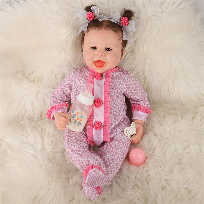 

55CM Reborn Baby Doll Soft Cloth Body Beautiful Toys Cute Doll With Tongue Out Like Alive Baby For Children Birthday Xmas Gift