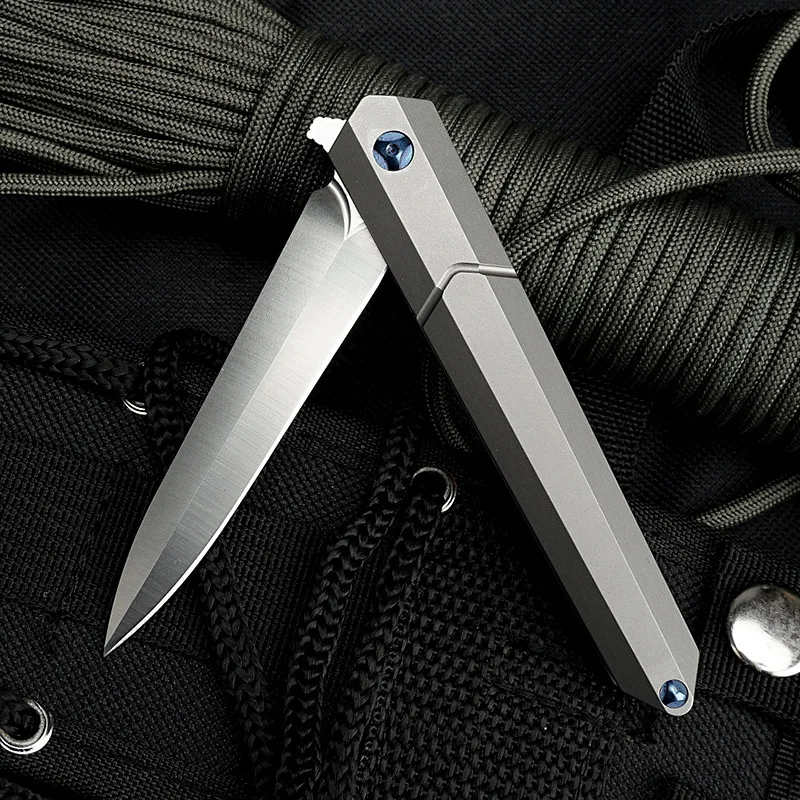 Titanium Alloy Tactical Folding Knife High Quality M390 Blade Outdoor Survival Safety Defense Pocket Knives THJ26