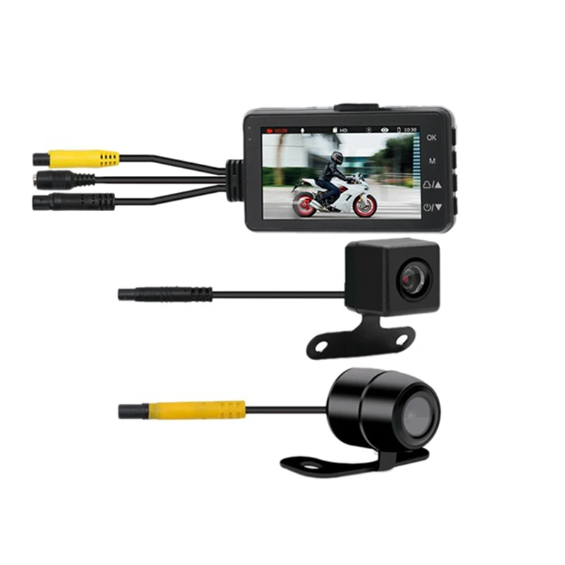 

FHD 1080P Водонепроницаемый Камера 3 дюймов Видеорегистраторы для мотоциклов спереди и сзади двойной Камера вождения видео Регистраторы Dash Cam м...
