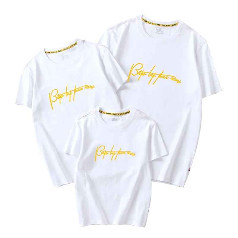 Повседневная одежда для родителей и детей мужчин женщин футболка пары летняя