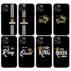 Черный чехол из ТПУ для iphone 5 5s se 2020 6 6s 7 8 plus x 10 XR XS 11 12 mini pro MAX, задняя крышка King Queen, влюбленные пары