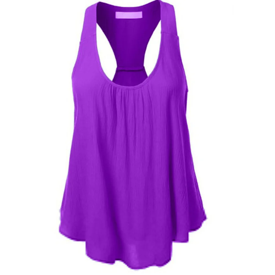 

Women's summer new fashion sleeveless I-shaped solid color chiffon vest women HZB10