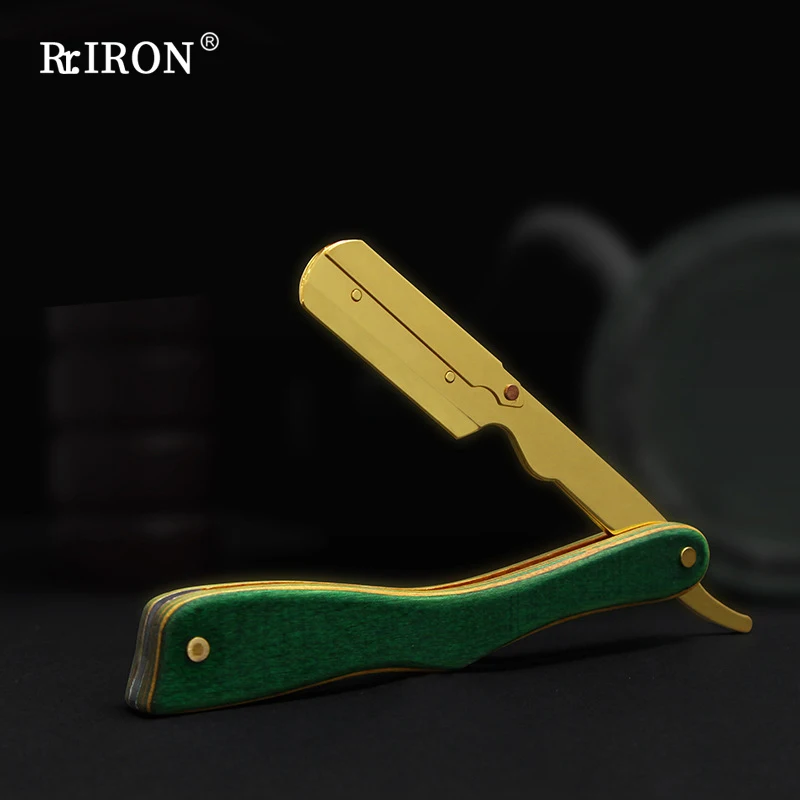 

RIRON Men's Shaver Stainless Steel Folding Razor With Color Wood Handle Barber Change Blade Shaving And Hair Removal Knives