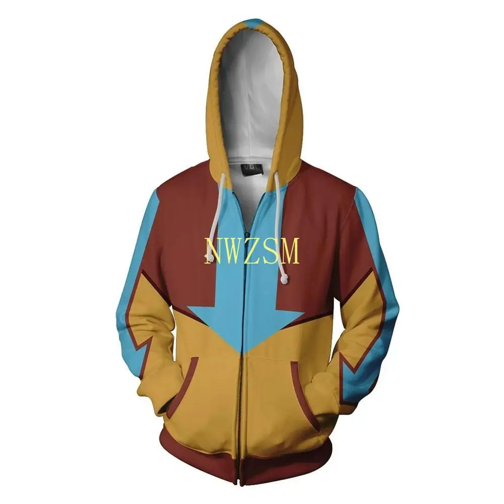 

Avatar: The Last Airbender Avatar Aang Cosplay Costume 3D Printed Hoodie Zip Up Thin for Halloween Party