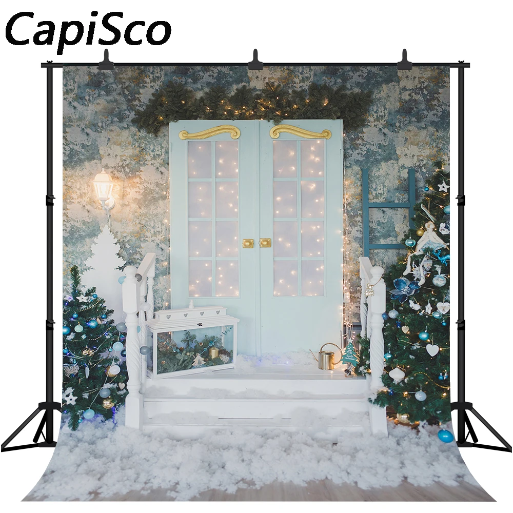 

Capisco Рождественские фоны для фотосъемки деревянная дверь Снежная елка Декор дети портрет фотосессия фон фото студия реквизит